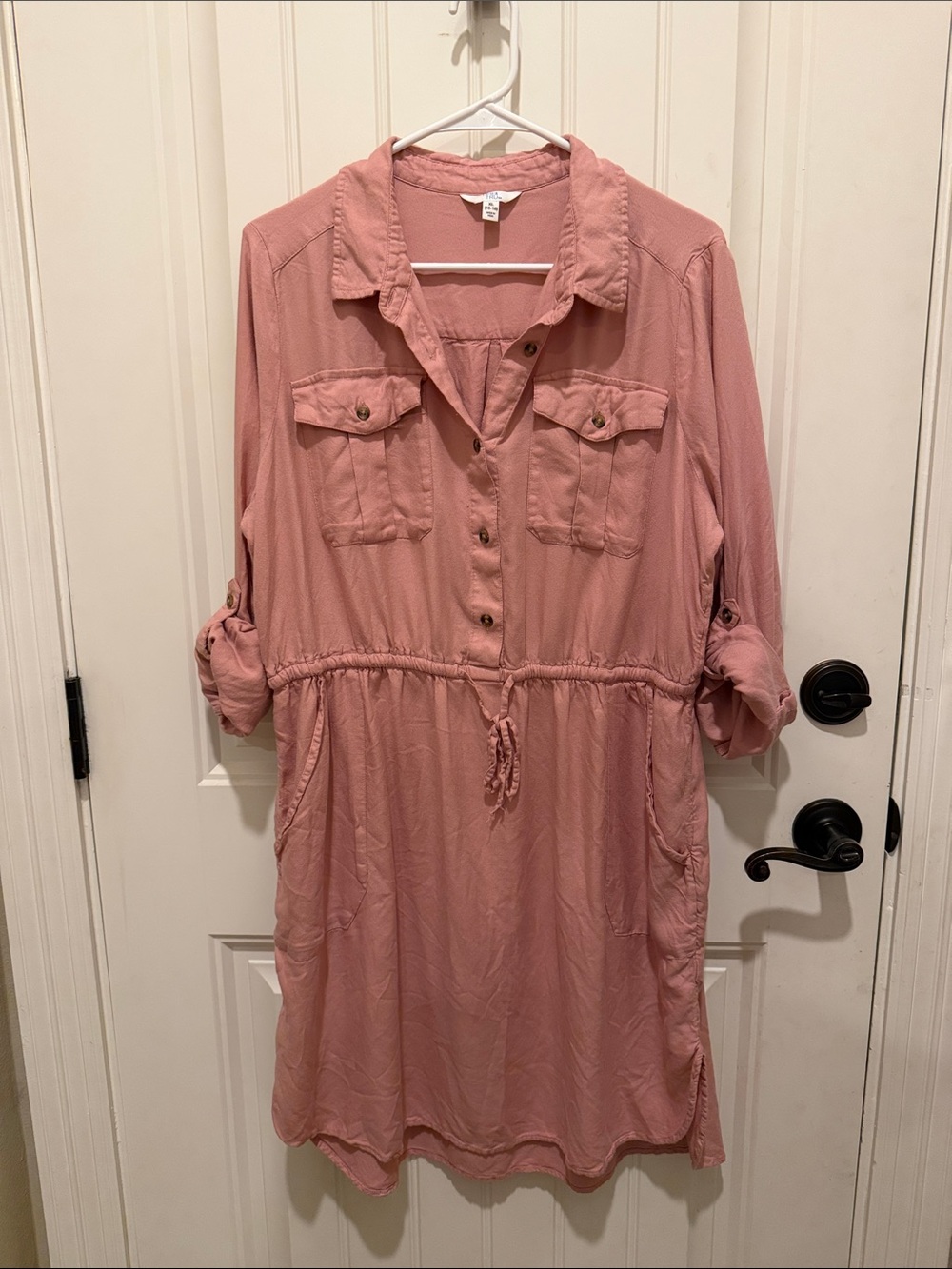 Time and Tru Dusty Rose Button-Front Shirt Dress